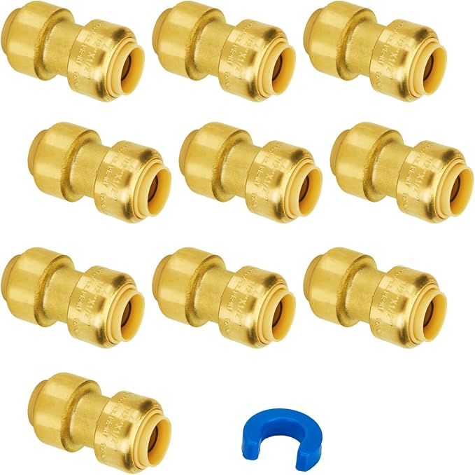 1/2 Inch Straight Coupling, Push-to-Connect Fittings, Push Fit Plumbing Fittings by SUNGATOR