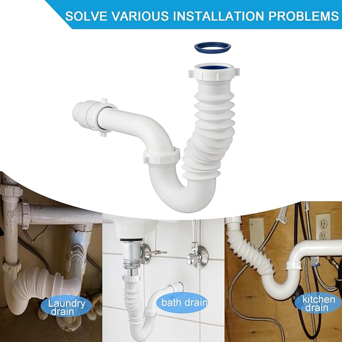 eflyefly 1-1/2 inch P Trap Kitchen Bathroom Sink Drain Kit - Image 2