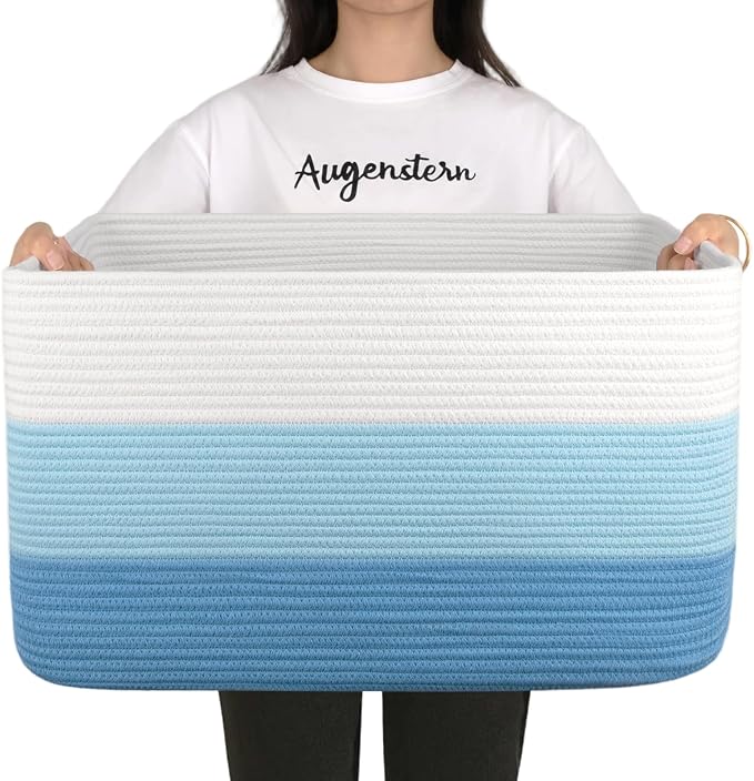 OIAHOMY Blanket Basket Laundry Basket Dog Toy Basket 75L Light Blue | Large by MasterofSpaceOptimization