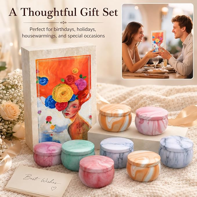 Scented Candles Gift Set, 8 Pack Soy Wax Blend Candles, 70 g Metal Candle Cans - Image 7