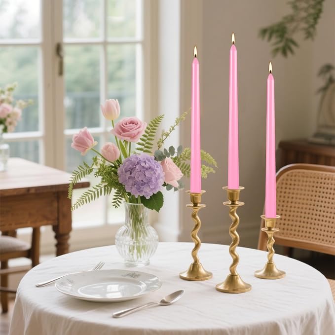 Howemon 14 Pack Pink Taper Candles 12 Inch Tall 3/4 Inch Thick Burn 10 Hours - Image 5