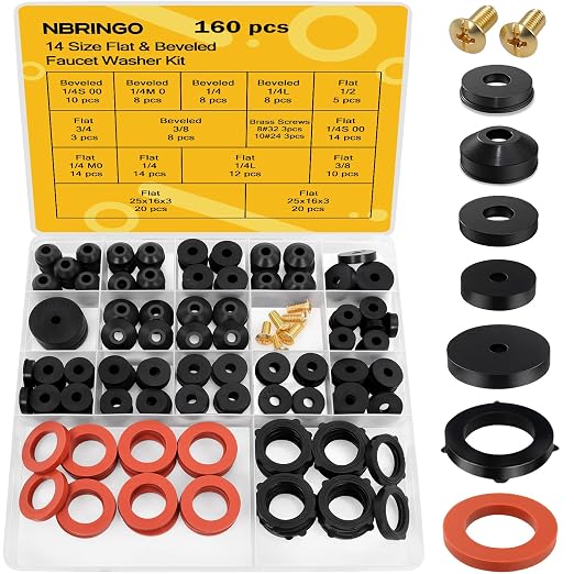 160 Pieces Hose Bib Washer & Faucet Washers Assorted Kit 14 Sizes | Includes by NBRINGO