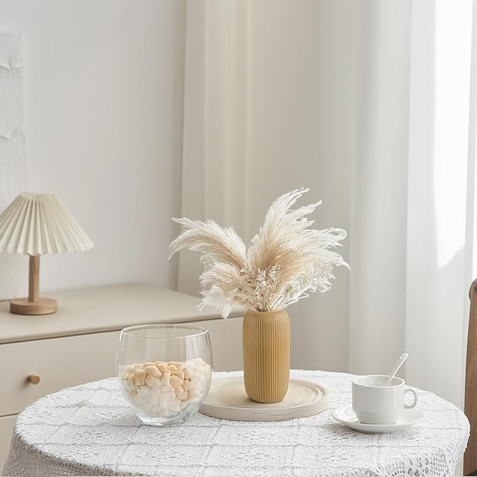 Ceramic Vase for Flowers – Modern Small Ribbed Textured Flower Vase for Home - Image 6