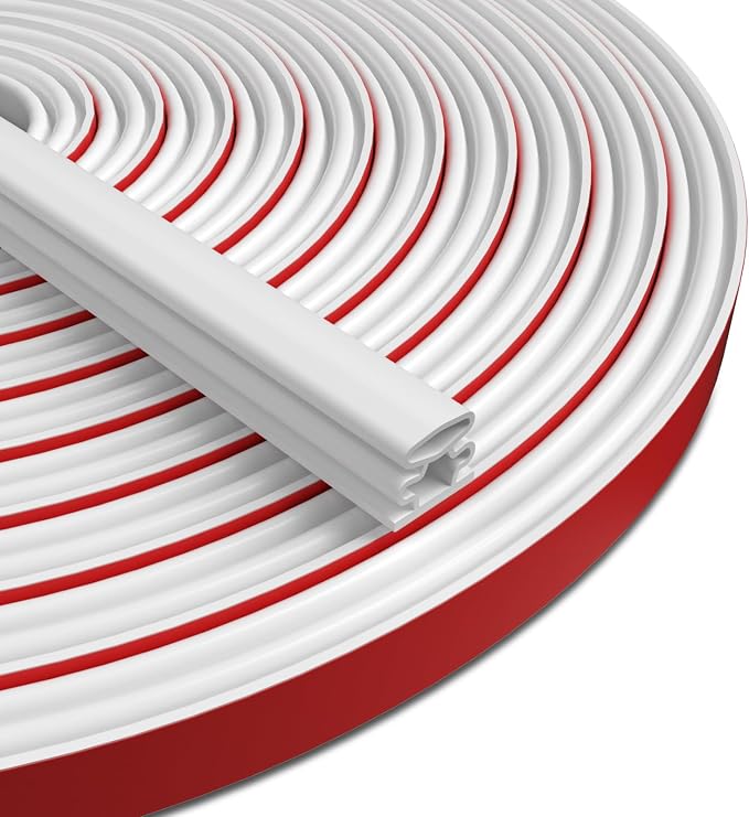 White D-Shape Weather Stripping 20Ft | Self-Adhesive Rubber Seal Strip - Image 7
