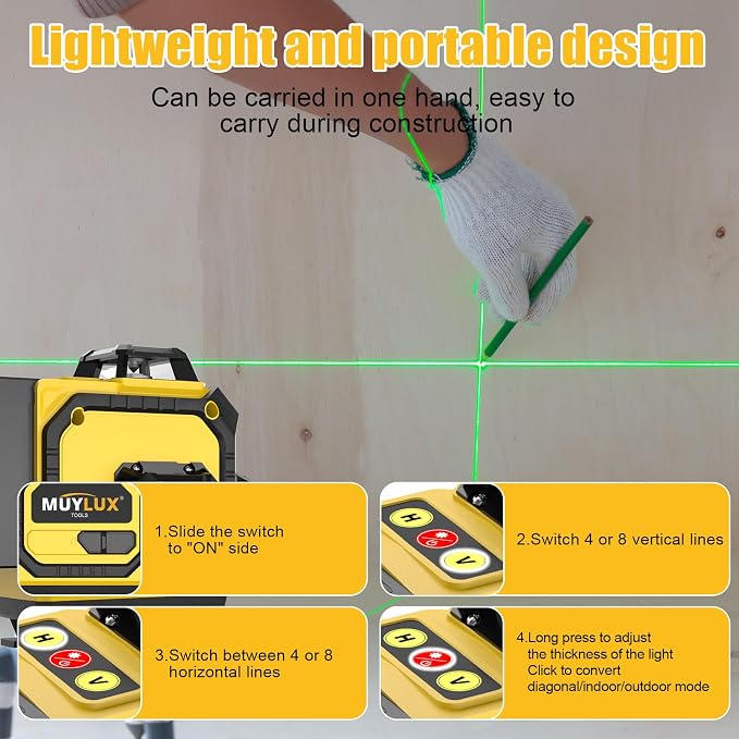 360 Laser Level with Tripod, Self Leveling Laser Leveler Tool, 4x360° Cross - Image 8