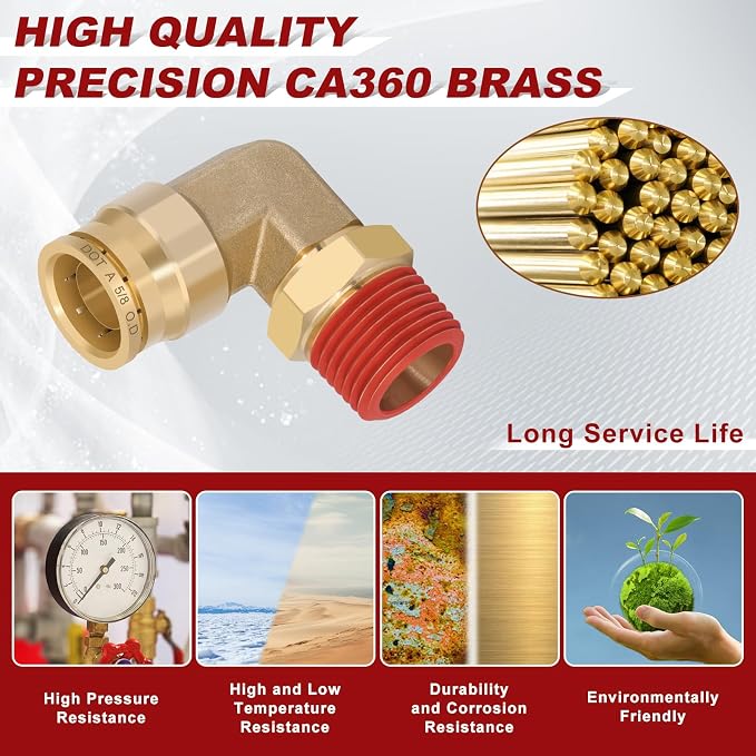 90° Swivel Male Elbow, 5/8" Tube x 1/2" NPT, DOT Approved 2PCS | - Image 2