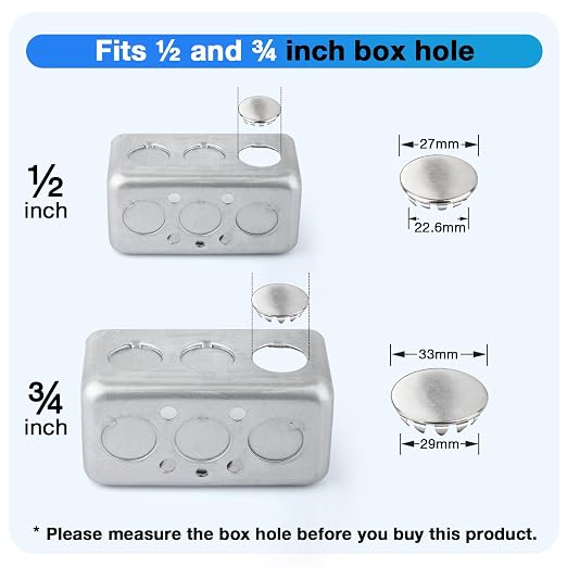 20PCS Seal Electrical Box Knockout in 2 Sizes, Removable Round Steel Instant - Image 3