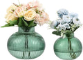Green Glass Vases for Tulips, Flower Vases for Bouquet, Ribbed Glass Vase for by YANWE