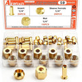 50PCS 1/4" Brass Compression Fittings Assortment kit, Sleeve Ferrule, Nut by Aienxn