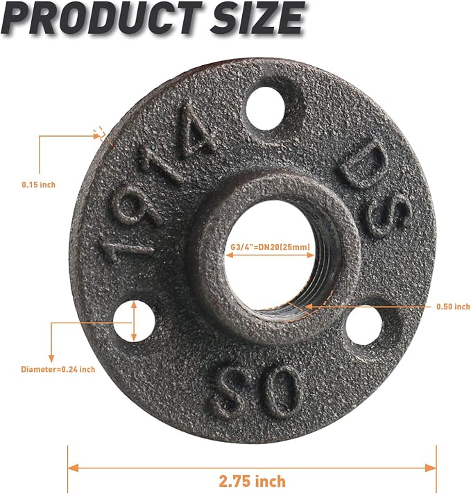 3/4" Floor Flange, 60 Pack MalleableIron Threaded Pipe Flange - Image 2