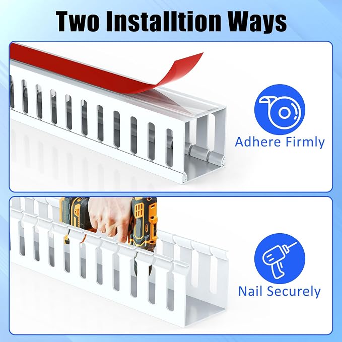 Open Slot Wiring Raceway Cable Duct, Cable Management Cord Track | 123" open - Image 5