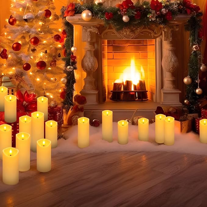24-Pack Ivory-Colored Flame-Free Candles - Image 3