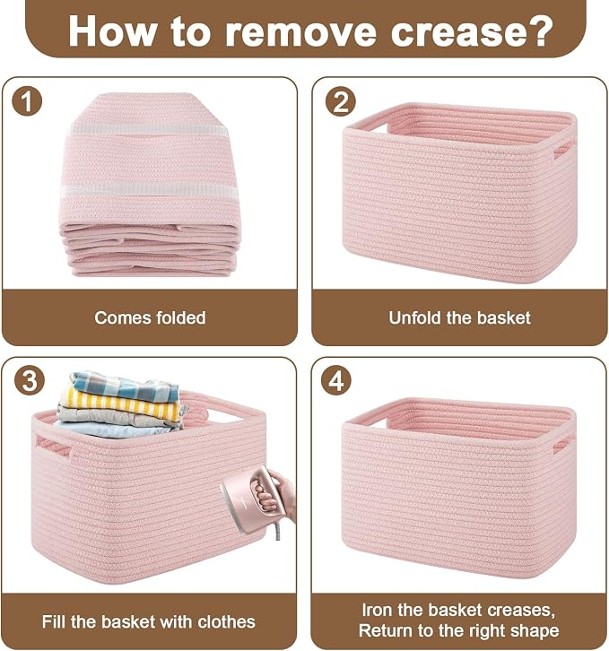 OIASKET 4Packs Natural Cotton Rope Storage Baskets - Image 9