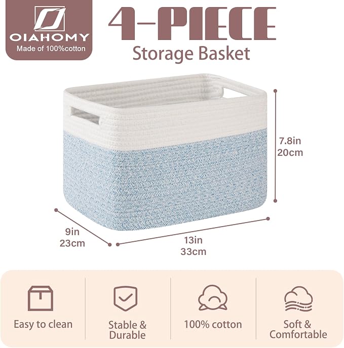 OIAHOMY 4 Pack Storage Basket, Closet Organizer - Image 2