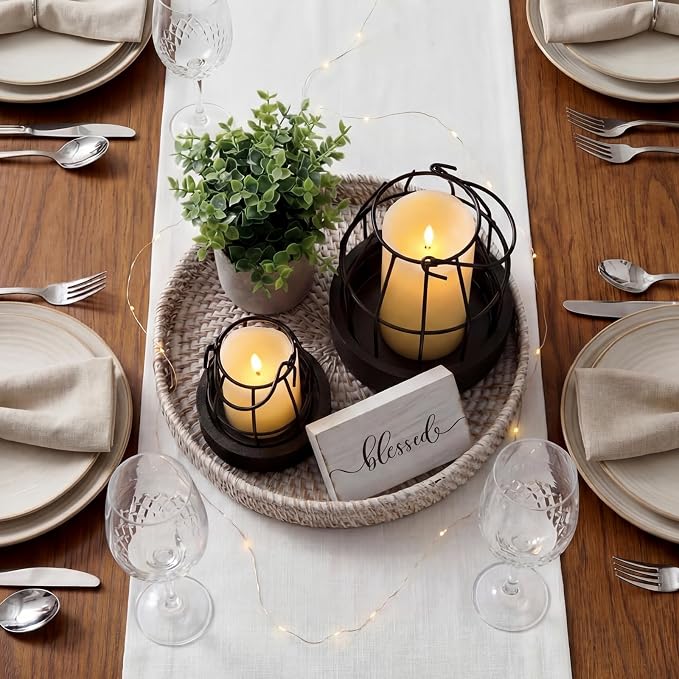 Modern Rustic Farmhouse Candle Lantern Set of 5 - Image 3