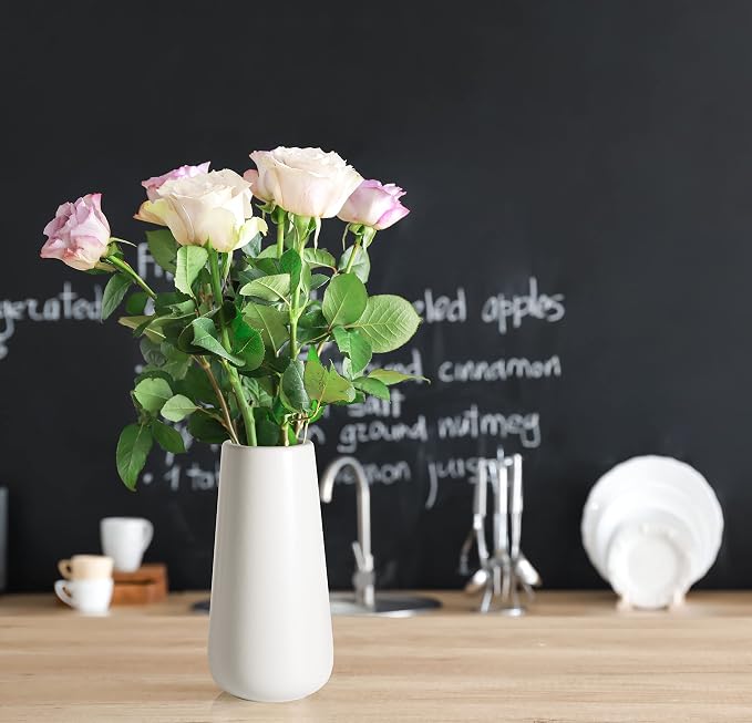 D'vine Dev 8 Inch Ceramic Flower Vase Matte Finishing, Minimalist Design - Image 2