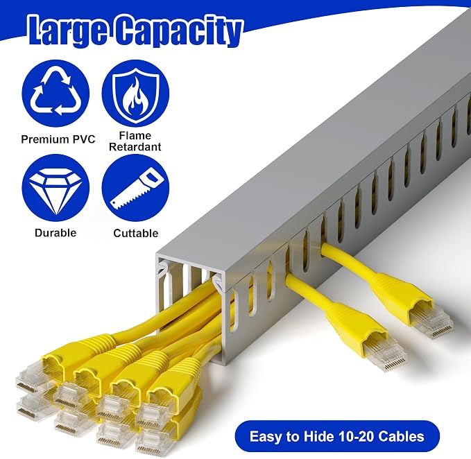 1.6"H x 1.2"W Cable Raceway, 99in Under Desk Wire Management Channel, 16.5in - Image 3
