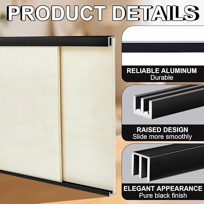 1 Set Metal Sliding Door Track Set, 4FT Metal Upper & Lower Tracks - Image 3
