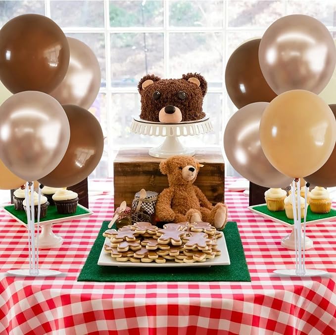 TONIFUL 4 Brown Champagne Gold Balloon Stand Balloon Centerpiece - Image 6