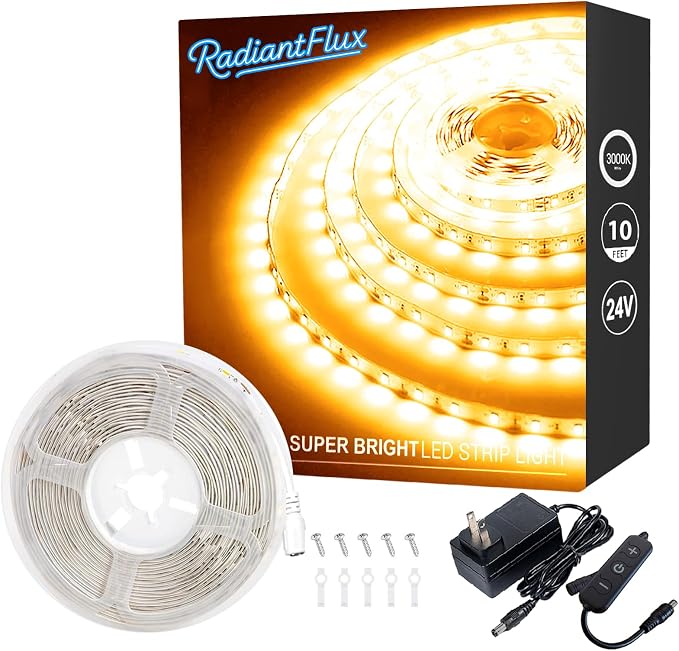 Small Led Strip Lights 10 ft Warm, Dimmable LED Lights Strip, 180 Leds by RadiantFlux