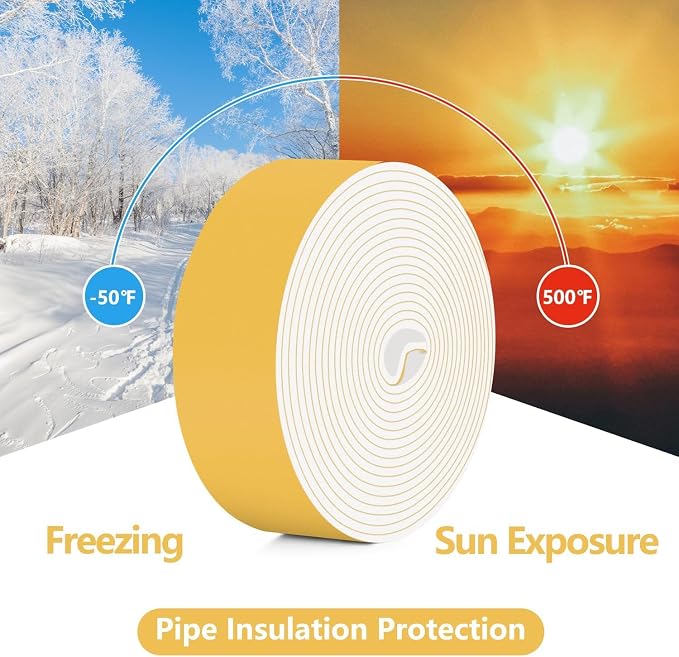 DEMEDO Pipe Insulation Tape, Pipe Wrap Insulation Foam Tape Self Adhesive - Image 7