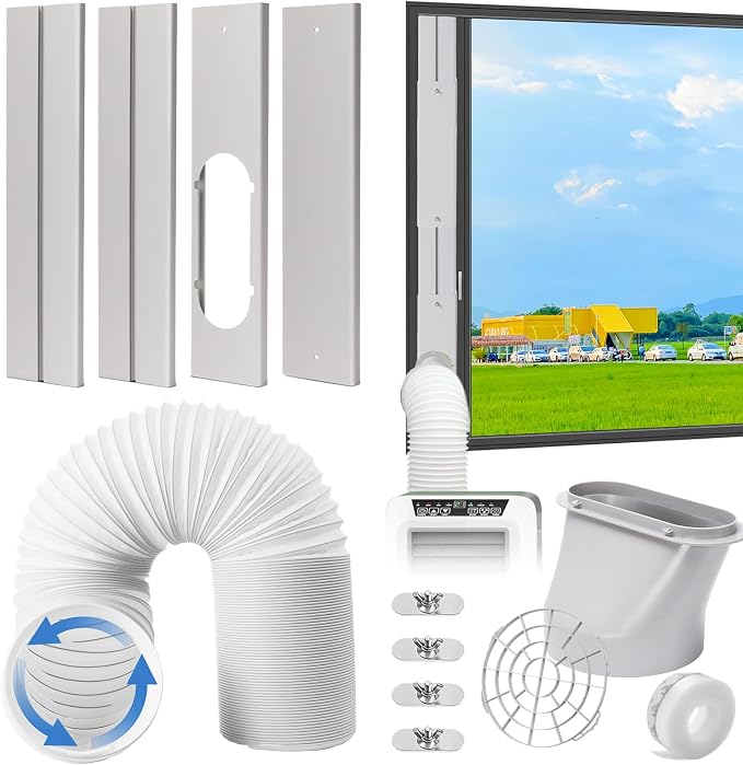 Portable AC Window Vent Kit, Adjustable Vertical/Horizontal Sliding Window Kit by Aukney