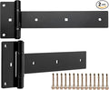 12 Inch Heavy Duty T Strap Hinges, 4mm Thickened Solid Steel | Black Tee Hinges by Unknown