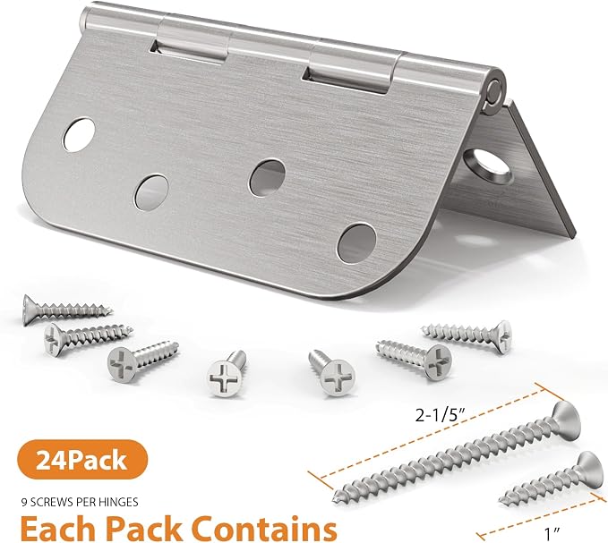 24 Pack Brushed Nickel Door Hinges, 4 Inch Heavy Duty Hinges - Image 2