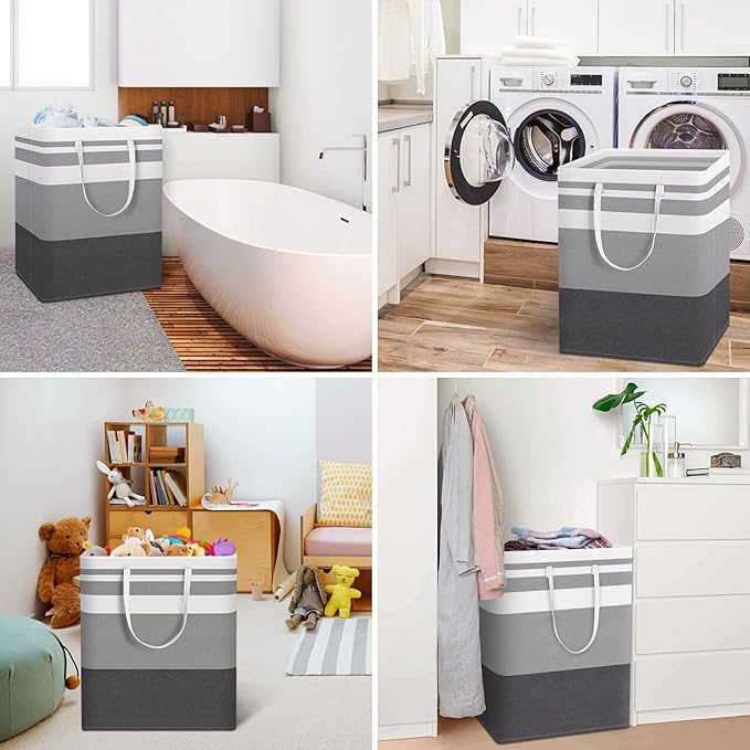 HomeHacks 2-Pack Large Laundry Basket, Waterproof, Freestanding Laundry Hamper - Image 6