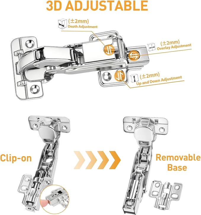 175 Degree Hinges Frameless Cabinet Doors Hinges 48mm Concealed Hydraulic - Image 6