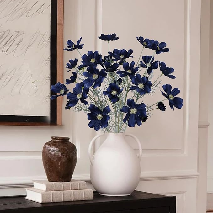6PCS Navy Blue Silk Cosmos Flowers 24'' Wild Flowers Artificial Fake Flowers - Image 7