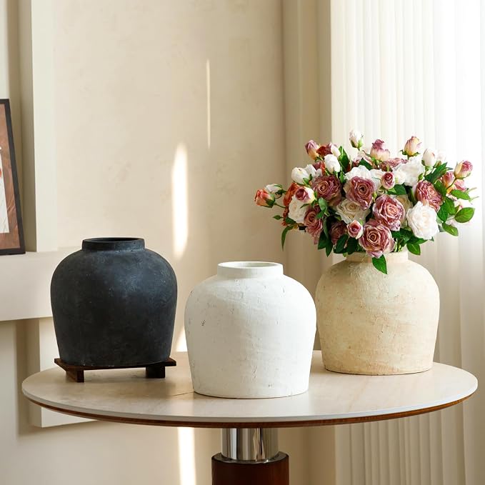 Large Ceramic Vase, Rustic Farmhouse Terracotta Flower Vase - Image 6
