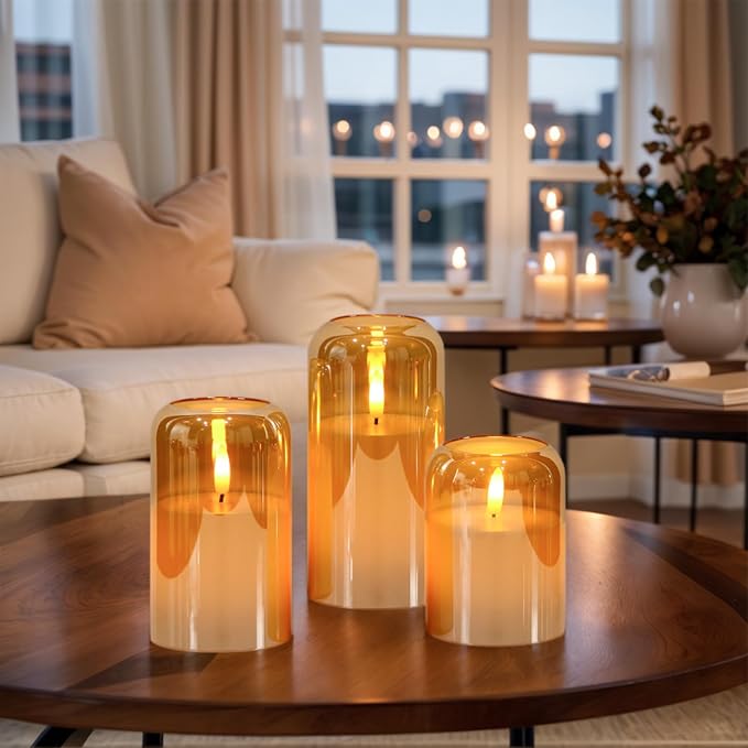 GenSwin Gold Glass LED Flameless Candles - Image 4