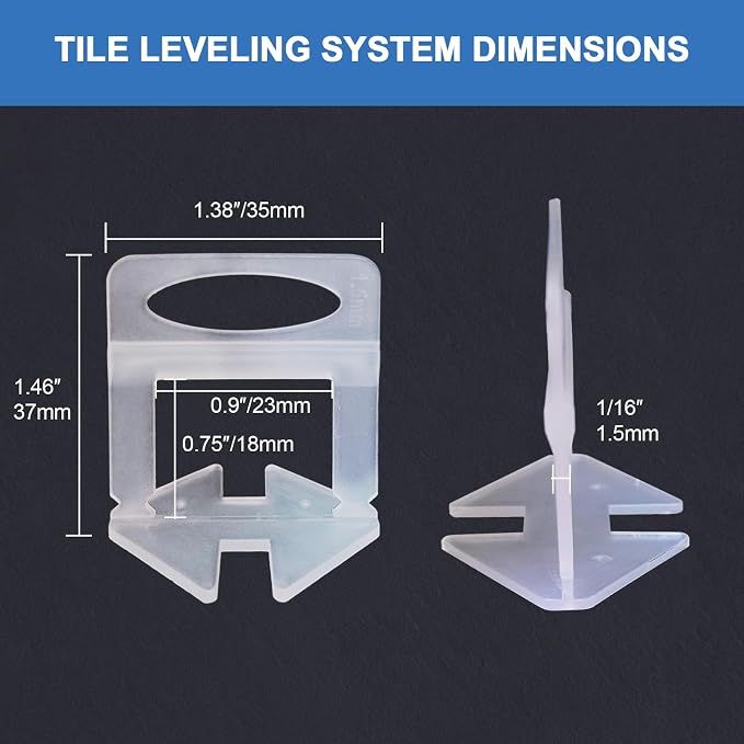 Tile Leveling System Clips 1/16 Inch 2000pcs Tile Leveling Spacer DIY Tiles - Image 2