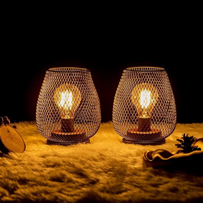 Set of 2 Battery Operated Lamp LED Table Lantern, Events - Image 2