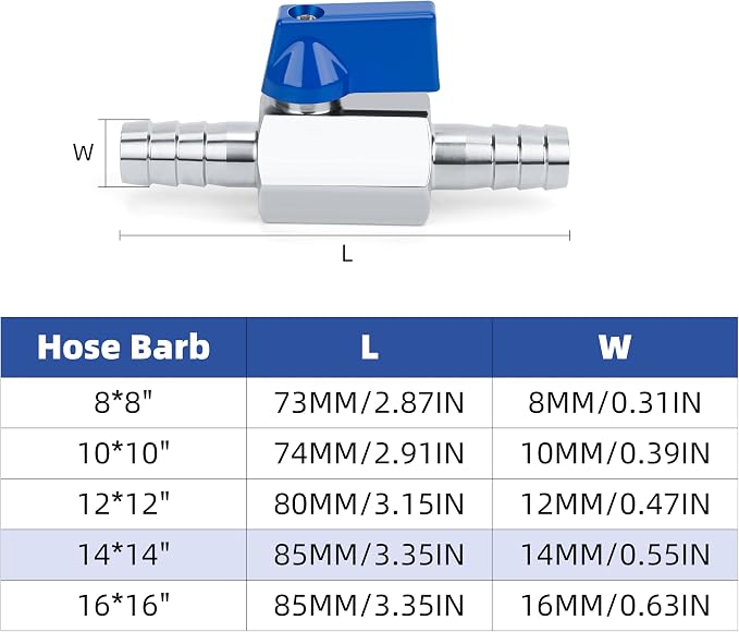 9/16" Double Barbed Ball Valve, Stainless Steel, - Image 7