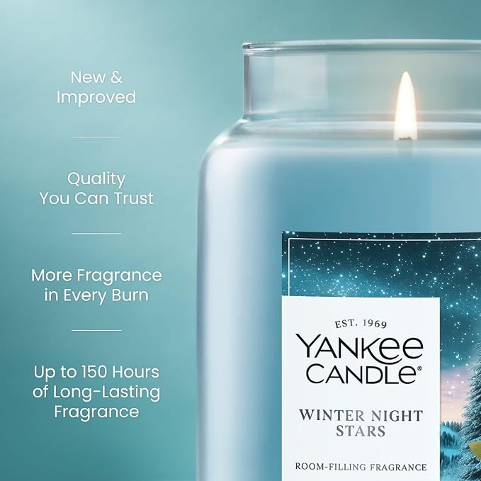 Yankee Candle Winter Night Stars, Christmas Scented Candle, 22oz Large Jar - Image 3