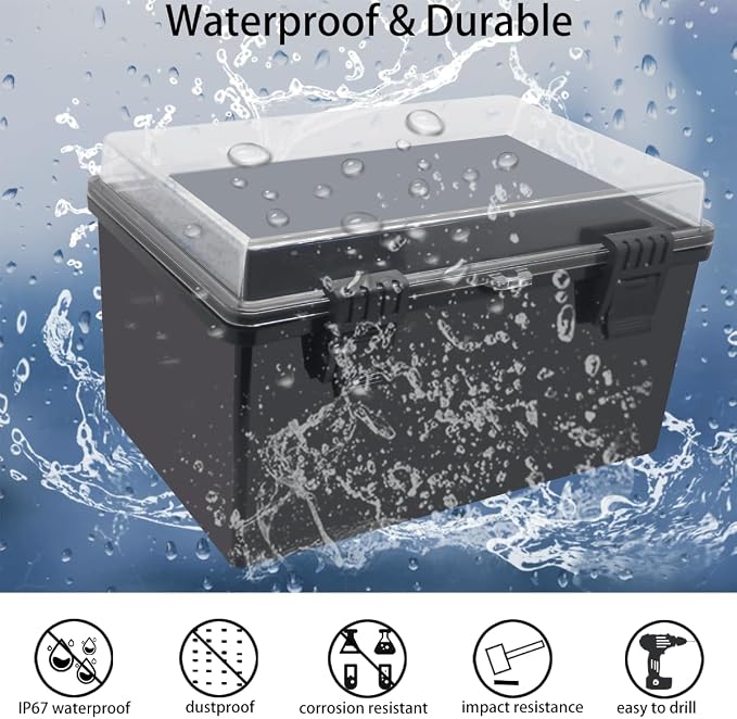 Junction Box, Hinged Black Clear Cover IP67 Waterproof ABS Project Box - Image 2