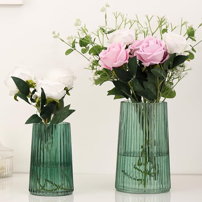 Ribbed Flower Vases Set of 2, Flower Vase by MARTAGE