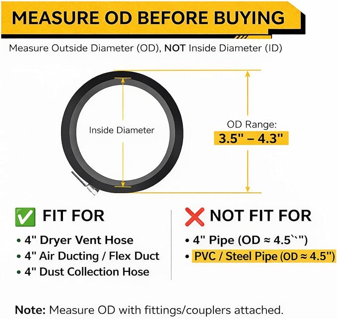 4 Pack 4 Inch Hose Clamp, 304 Stainless Steel Quick-Screw Dryer Vent Clamp | - Image 2