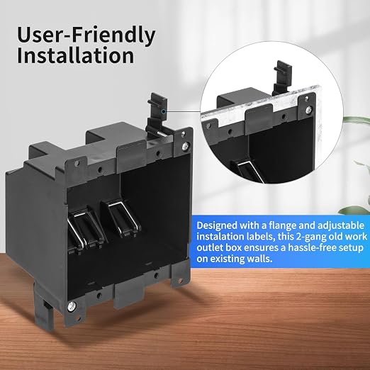 Fire-Rated 2-Gang PVC Black Electrical Box, 25 Cubic Inch – ETL Listed - Image 2