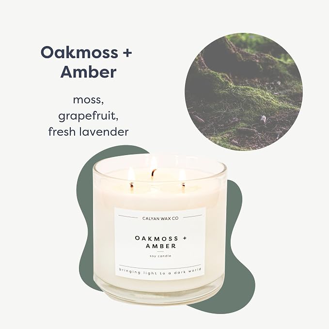 Oakmoss & Amber 3 Wick Scented Candle - Image 2