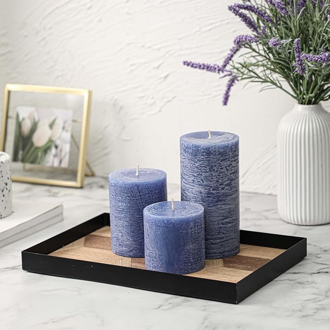 3x3 Inch Blue Pillar Candles Set of 3 - Image 6