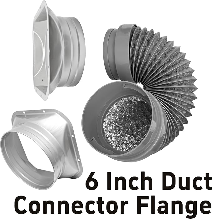 6 Inch Duct Connector Flange, Metal Straight Pipe Flange Square to Round - Image 5