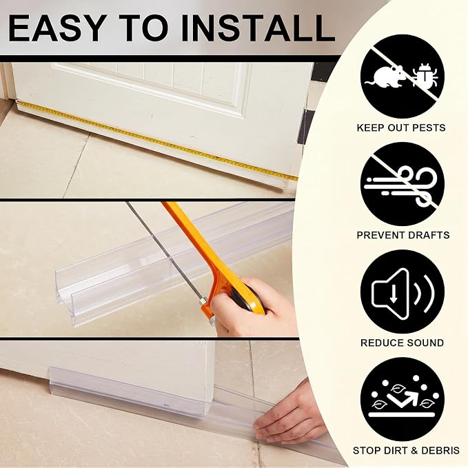 Yaocom 2 Strip 32" Vinyl U Shape Door Bottom Seal Slide on Door Sweep Clear | - Image 5