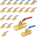 20-Pack Niikappu 1/2" Ball Valve, Push Fit Shut Off Valve Red & Blue | 1/4 Turn by Unknown