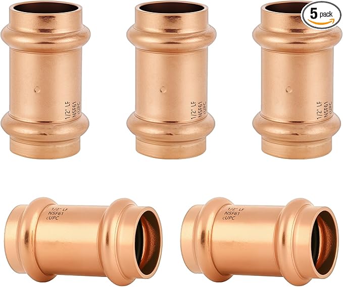 1/2" Press Coupling with Stop, Lead-Free Fittings by YVSKMPlumbingSolutions