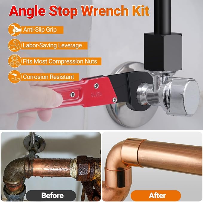 Preciva 9PCS Angle Stop Wrench Kit, 2-in-1 Faucet Wrench - Image 5
