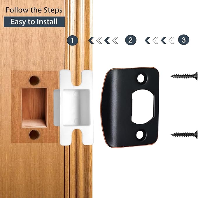 Door Strike Plate for Interior Doors, Oil Rubbed Bronze, 2 Pack | 2-1/4"x1-3/4" - Image 4