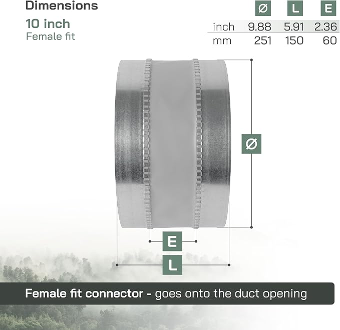 Vent Systems 10" Inch Flexible Vibration-Reducing Female Fit Duct Connector – - Image 2